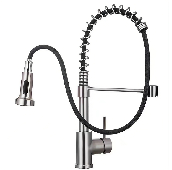 High-Bend Yaylı Boru Çekmeceli Sıcak ve Soğuk Mutfak Lavabo Bataryası High-Bend Yaylı Boru Çekmeceli Sıcak ve Soğuk Mutfak Lavabo Bataryası
